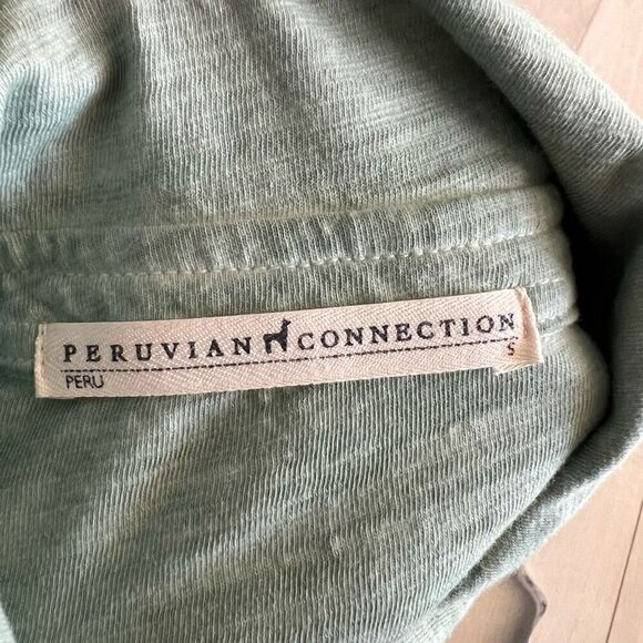 Peruvian Connection Dress small Green Lagos Button Front Long Sleeve Shirtdress - Picture 5 of 8